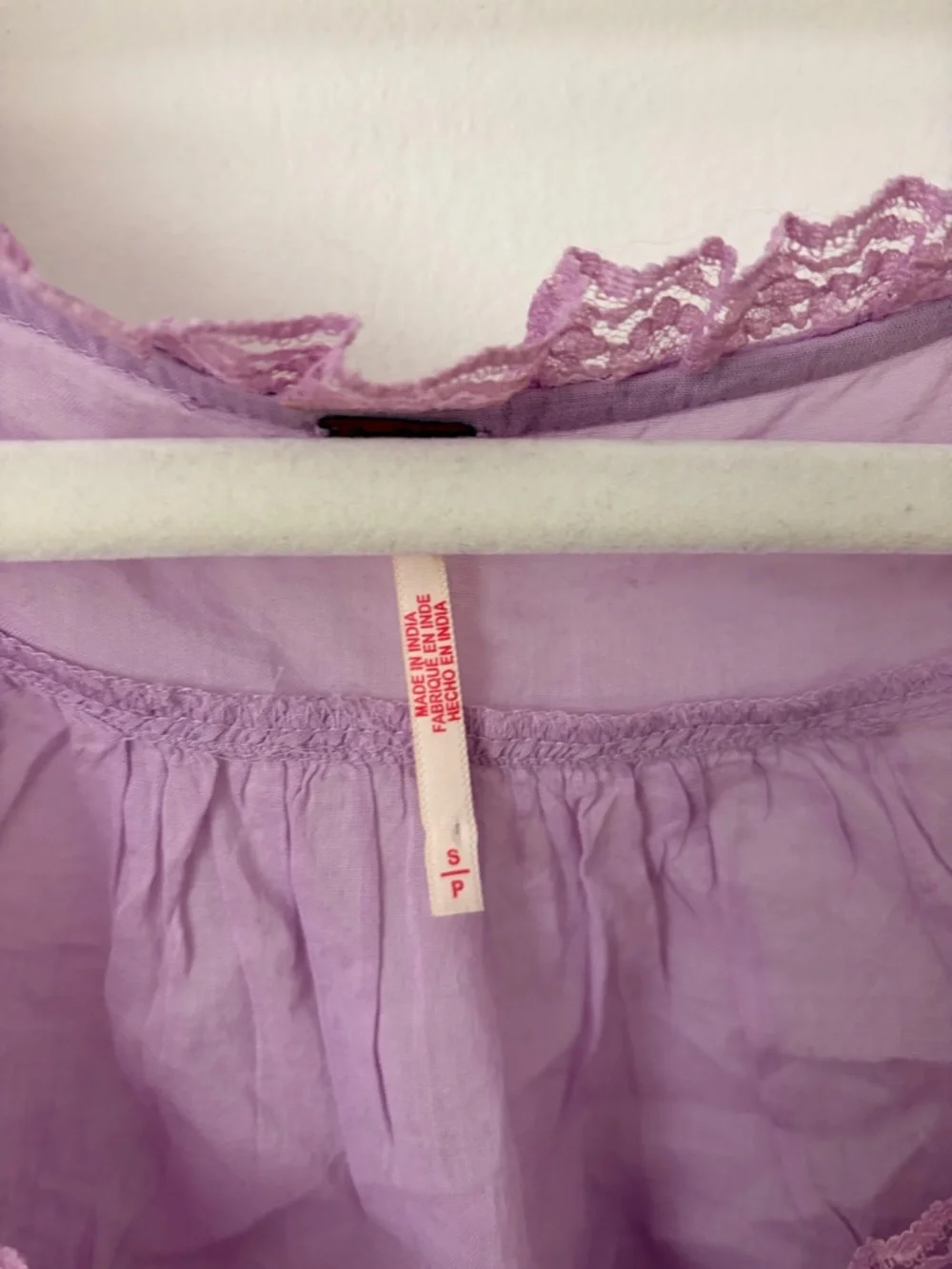 Free People Lavender Lace Trim Button Front Tank - Picture 3 of 3